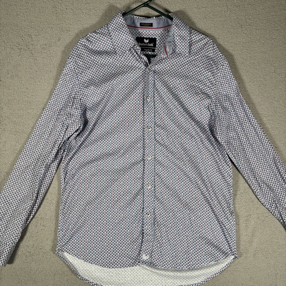 ButterCloth Shirt Long Sleeve Button Down Men’s XL Robert Herjavec Geometric‎